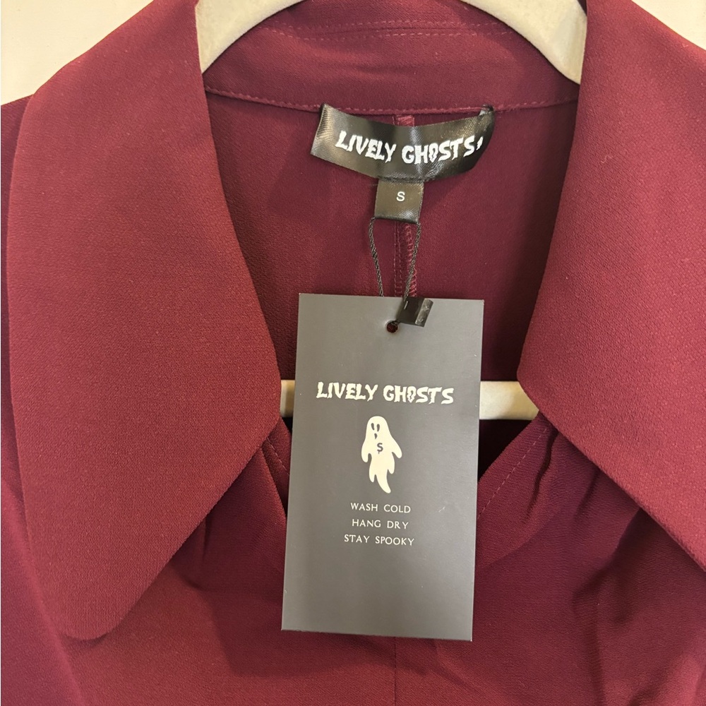 Burgundy Lively Ghosts Overlook A-Line Midi Dress - Picture 7 of 13